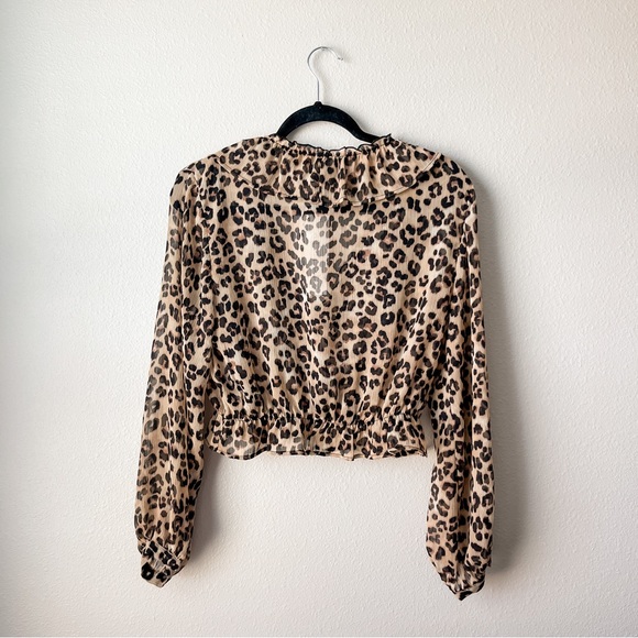 ZARA Animal Print Cropped Blouse NWT - Picture 6 of 11